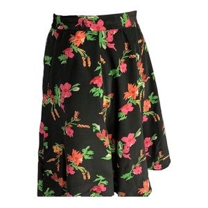 The Avenue Collection Vintage Black Pink Orange Floral Midi Skirt Size 12?